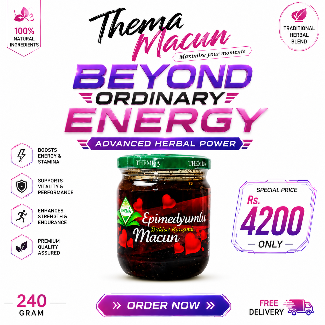 🛒 THEMRA MACUN – POWER BOOST HERBAL HONEY
